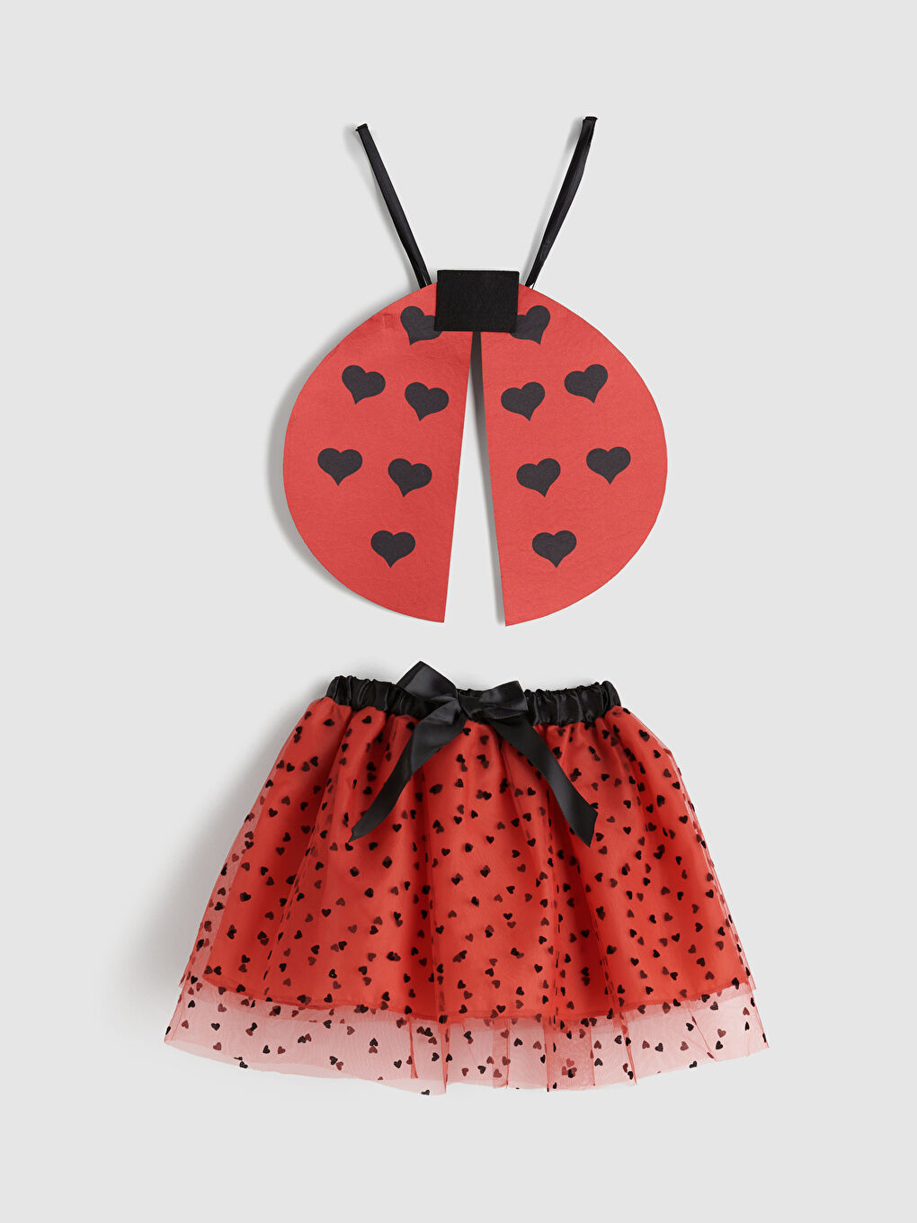 Kırmızı Uğur Böceği Tütü Etek ve Kanat Kostüm-2