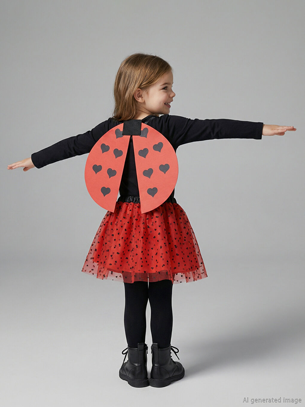 Kırmızı Uğur Böceği Tütü Etek ve Kanat Kostüm