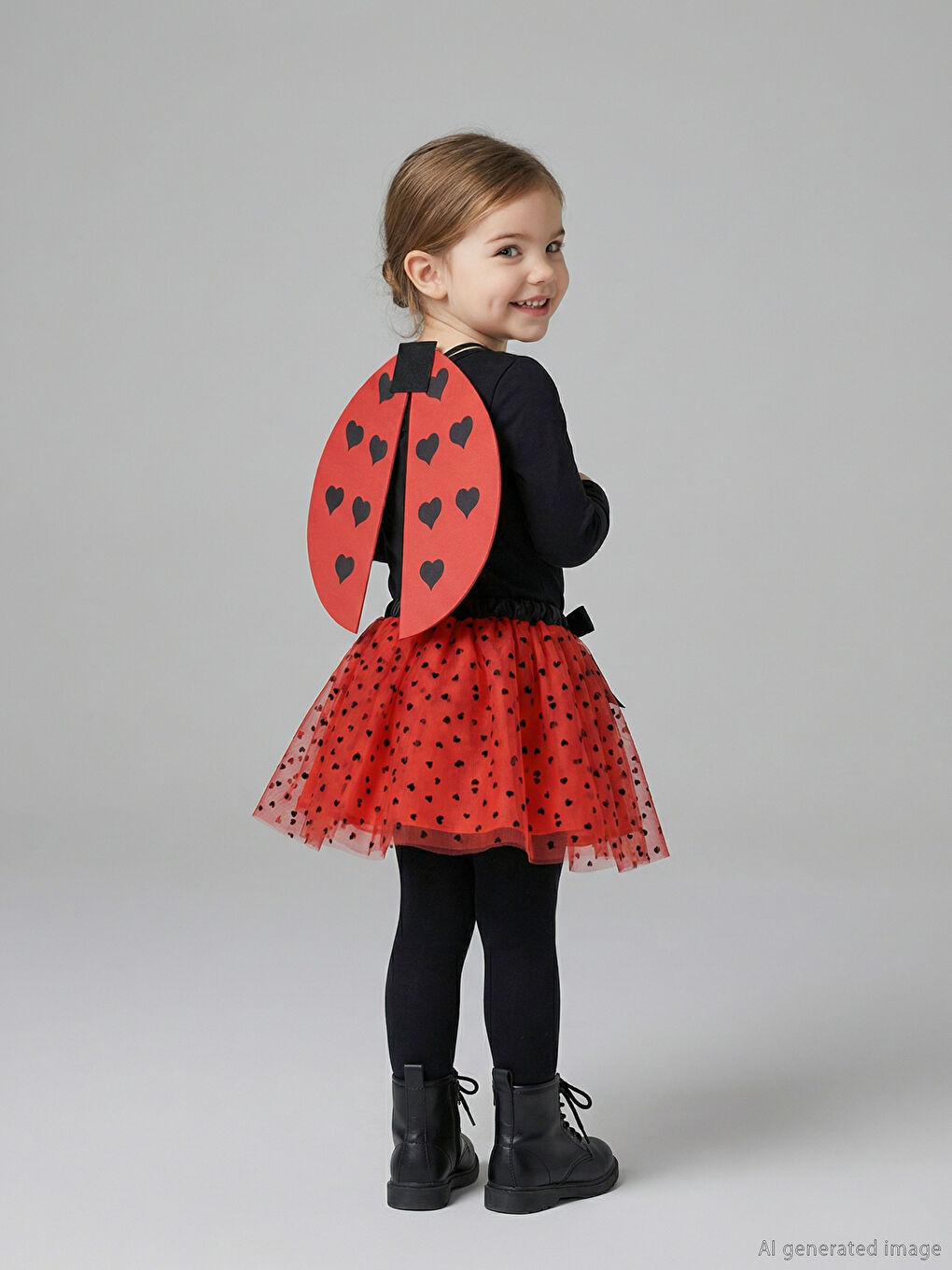 Kırmızı Uğur Böceği Tütü Etek ve Kanat Kostüm-1