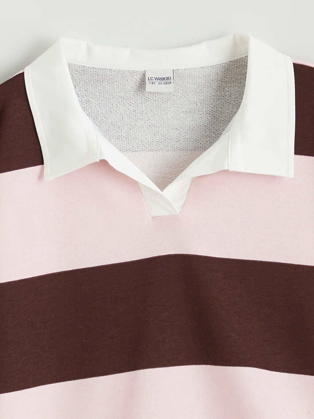 Mürdüm Polo Yaka Çizgili Kız Çocuk Sweatshirt-1