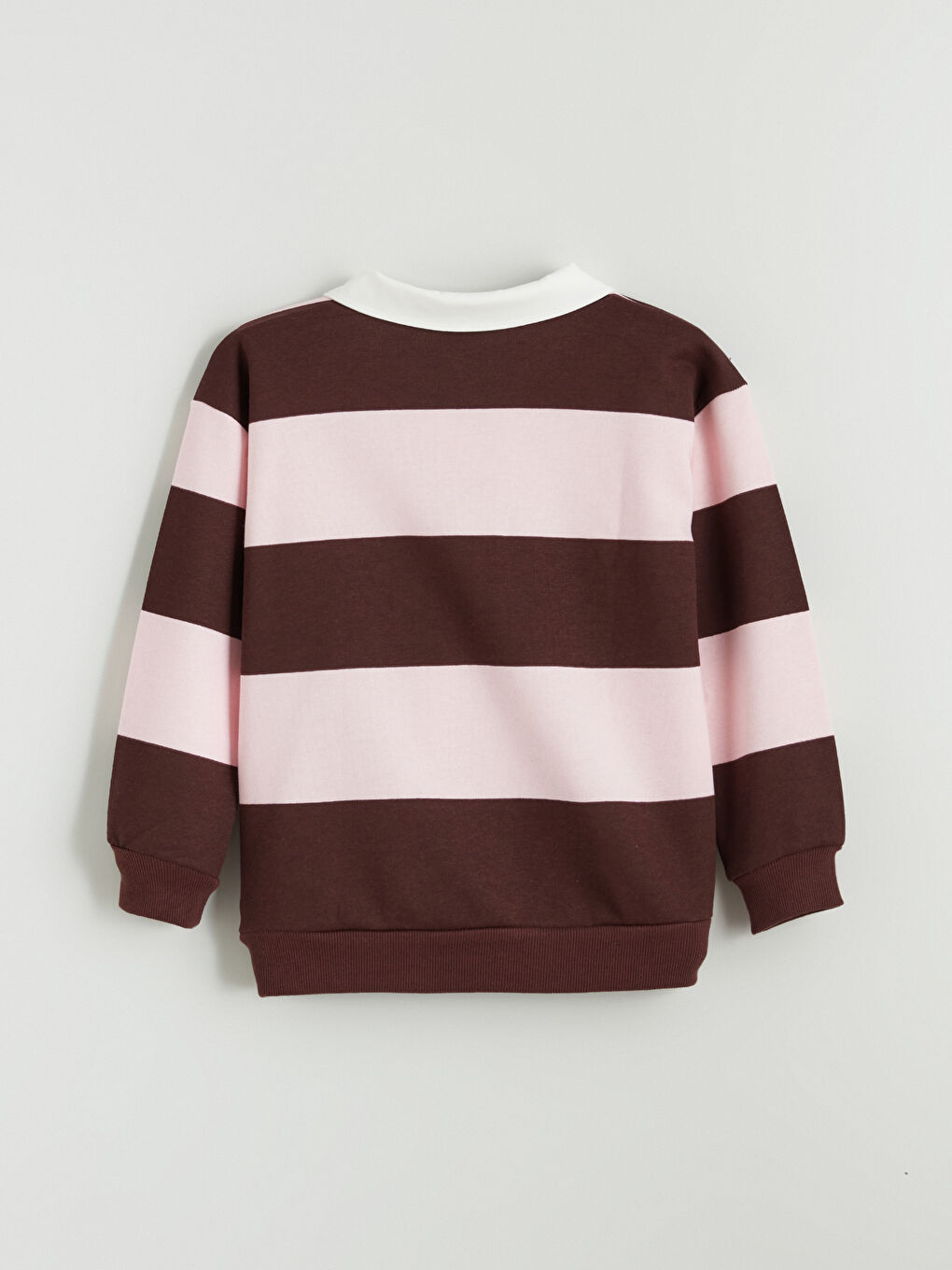 Mürdüm Polo Yaka Çizgili Kız Çocuk Sweatshirt-2
