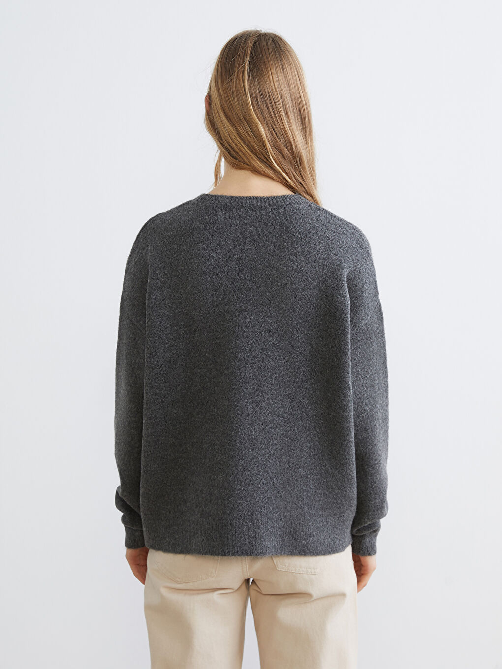 Crew Neck Oversize Women's Knitwear Sweater-3