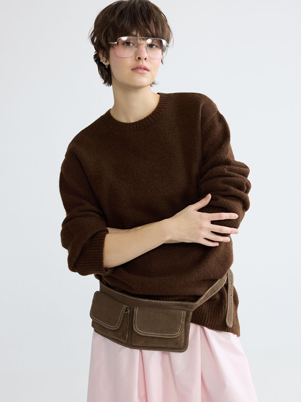 Crew Neck Oversize Women's Knitwear Sweater