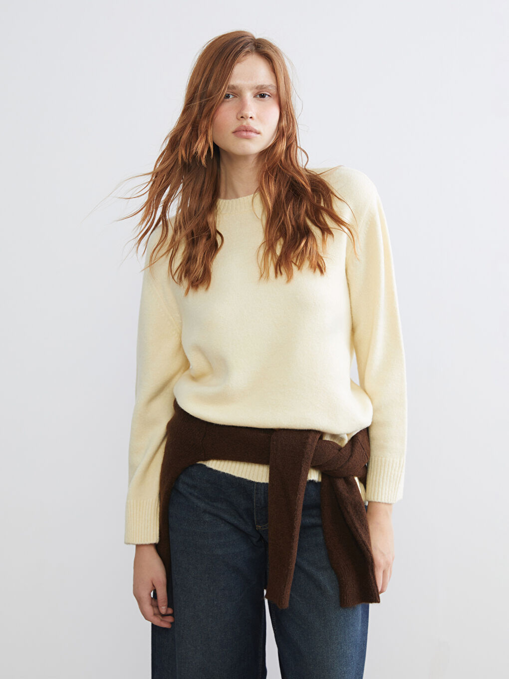 Crew Neck Oversize Women's Knitwear Sweater