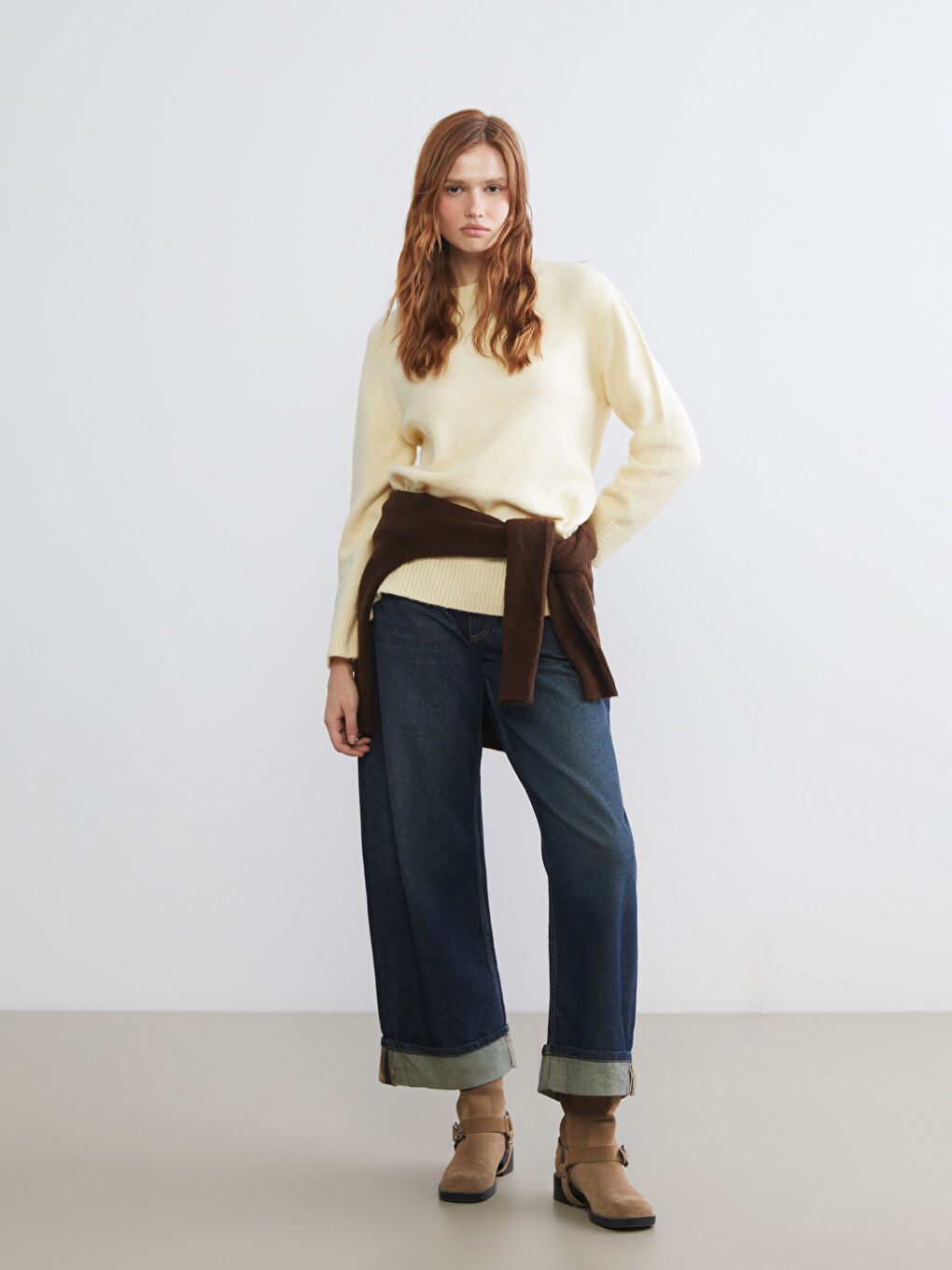 Crew Neck Oversize Women's Knitwear Sweater-1