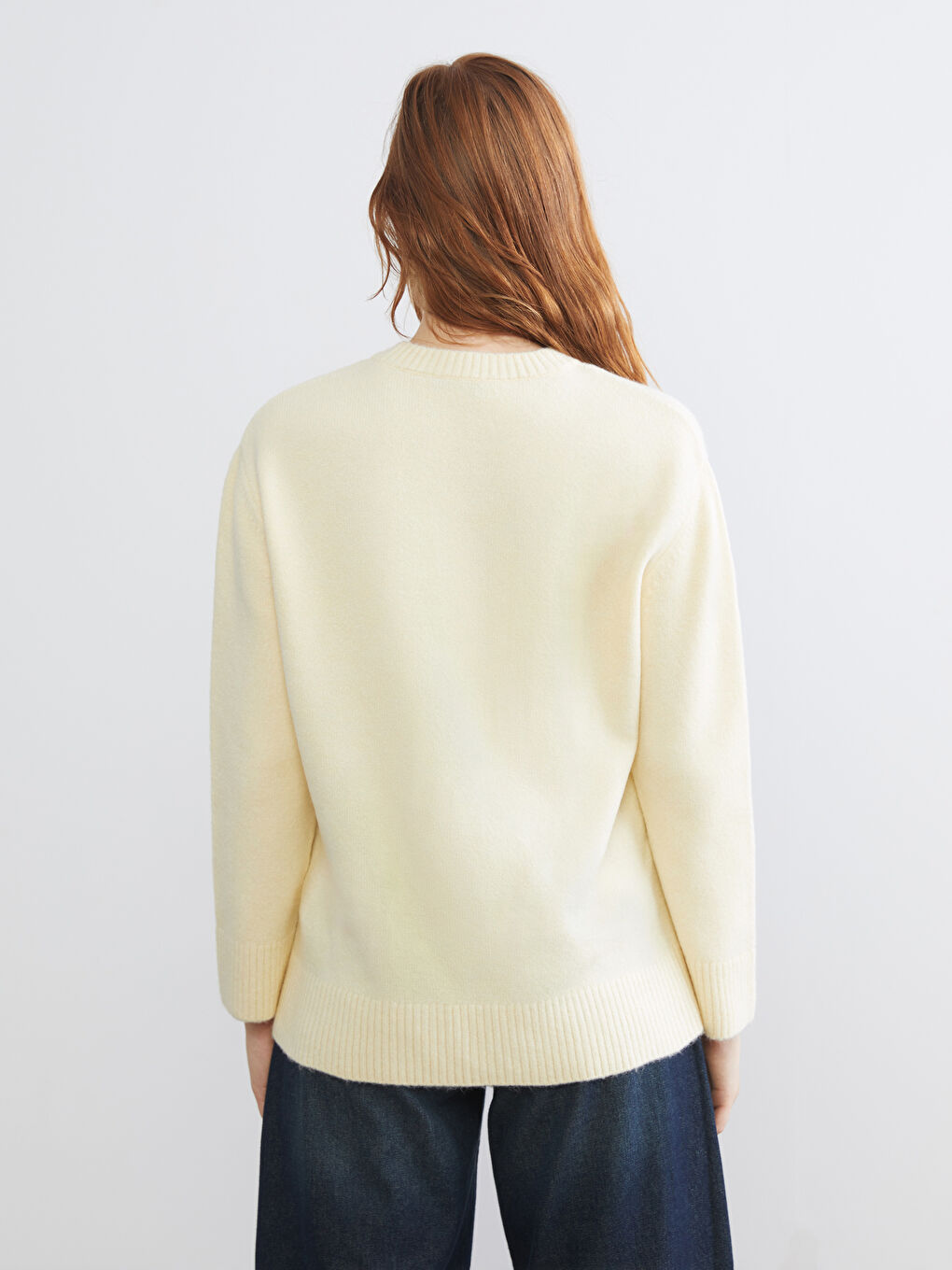 Crew Neck Oversize Women's Knitwear Sweater-3