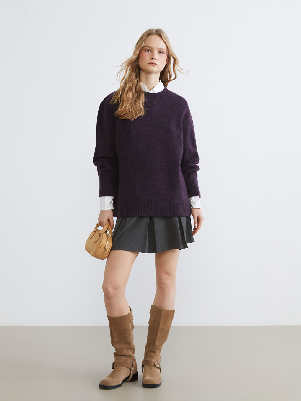 Crew Neck Oversize Women's Knitwear Sweater-1