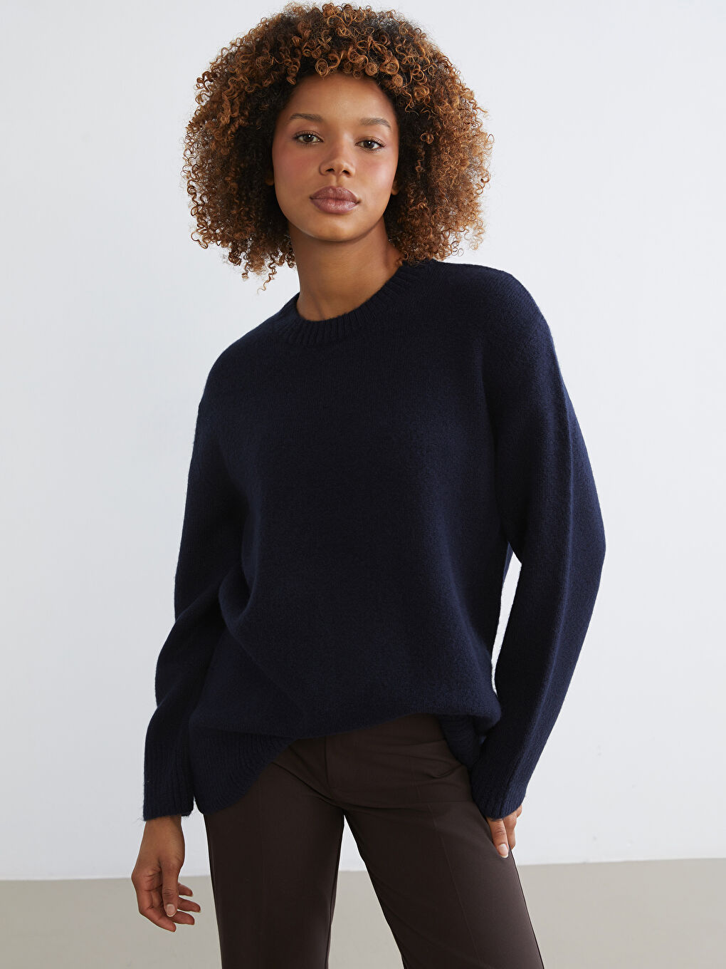 Crew Neck Oversize Women's Knitwear Sweater
