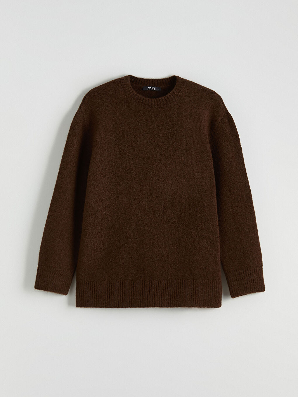 Kahverengi Bisiklet Yaka Oversize Kadın Triko Kazak-4