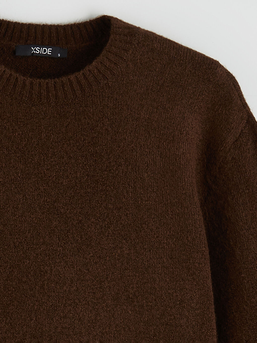 Kahverengi Bisiklet Yaka Oversize Kadın Triko Kazak-5