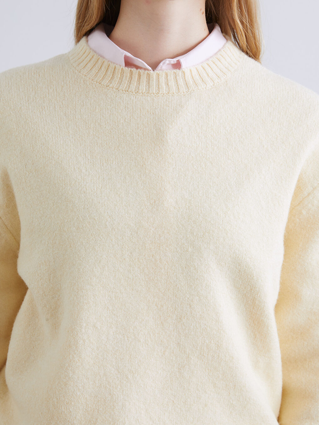 Sarı Bisiklet Yaka Oversize Kadın Triko Kazak-2