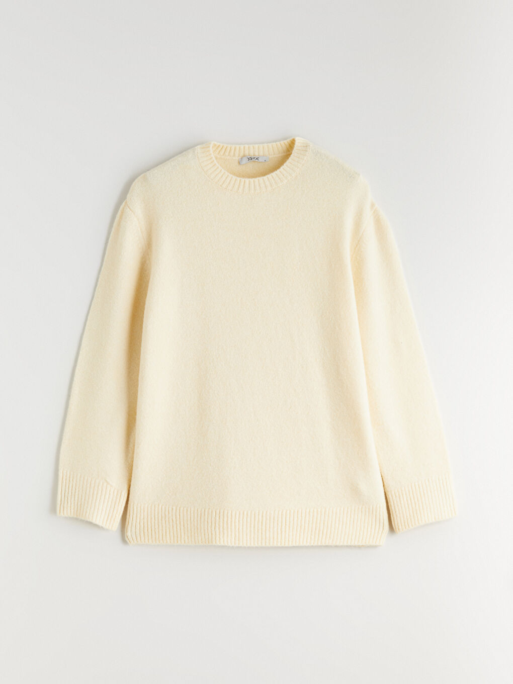 Sarı Bisiklet Yaka Oversize Kadın Triko Kazak-4