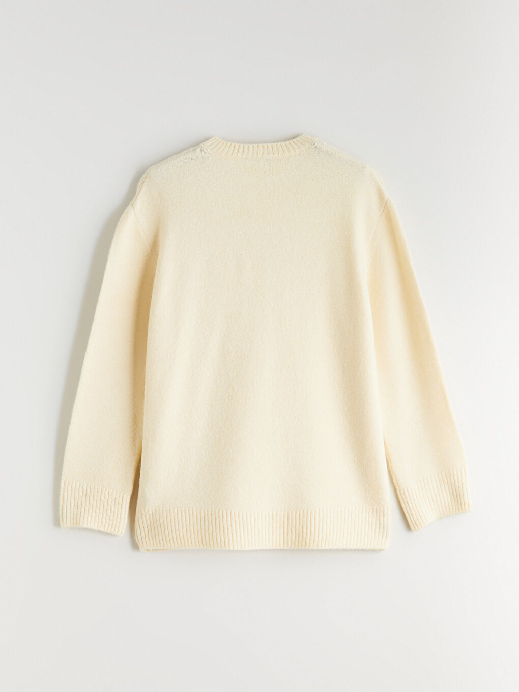 Sarı Bisiklet Yaka Oversize Kadın Triko Kazak-5