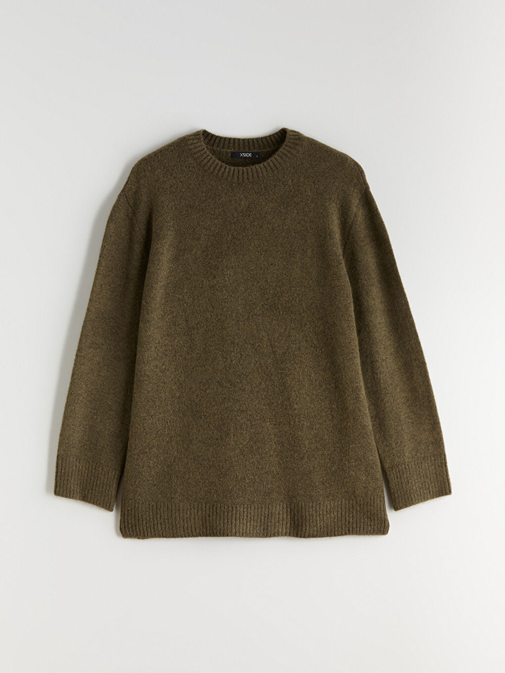 Haki Bisiklet Yaka Oversize Kadın Triko Kazak-4