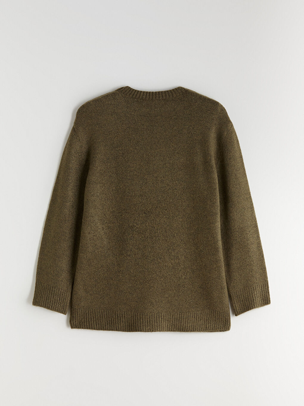 Haki Bisiklet Yaka Oversize Kadın Triko Kazak-5