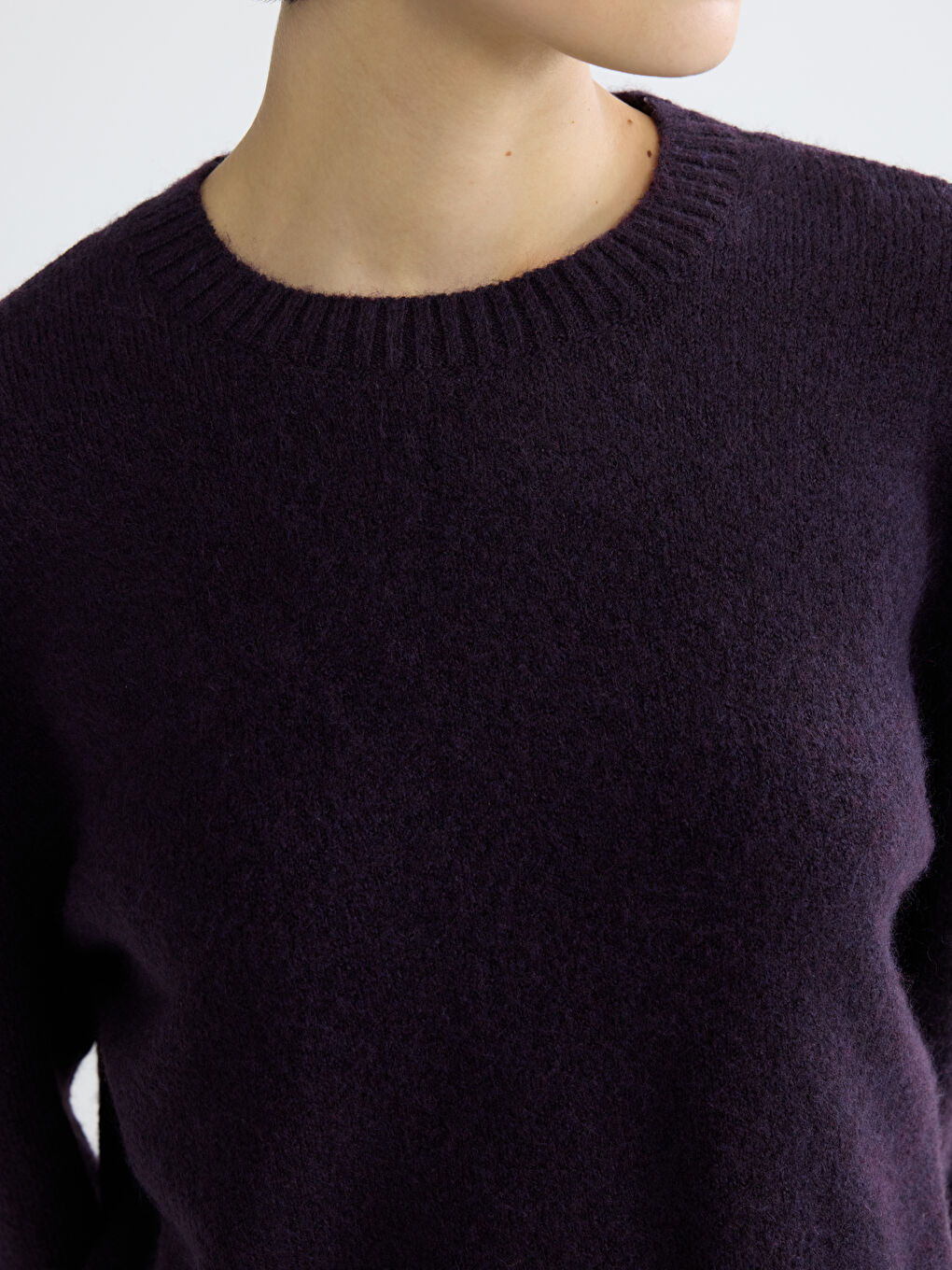 Mor Bisiklet Yaka Oversize Kadın Triko Kazak-2