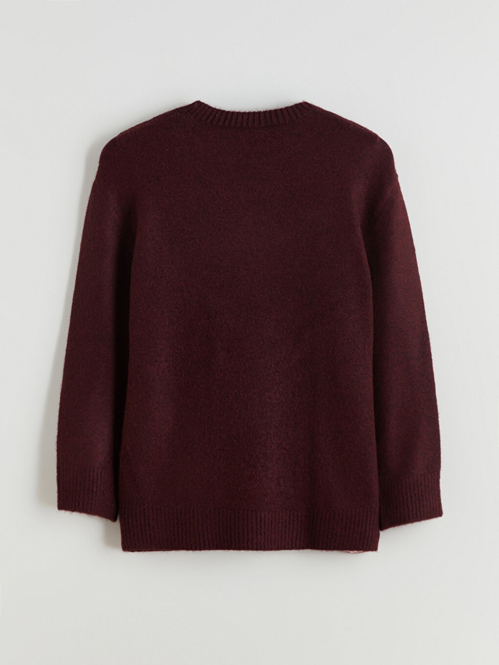 Bordo Bisiklet Yaka Oversize Kadın Triko Kazak-5