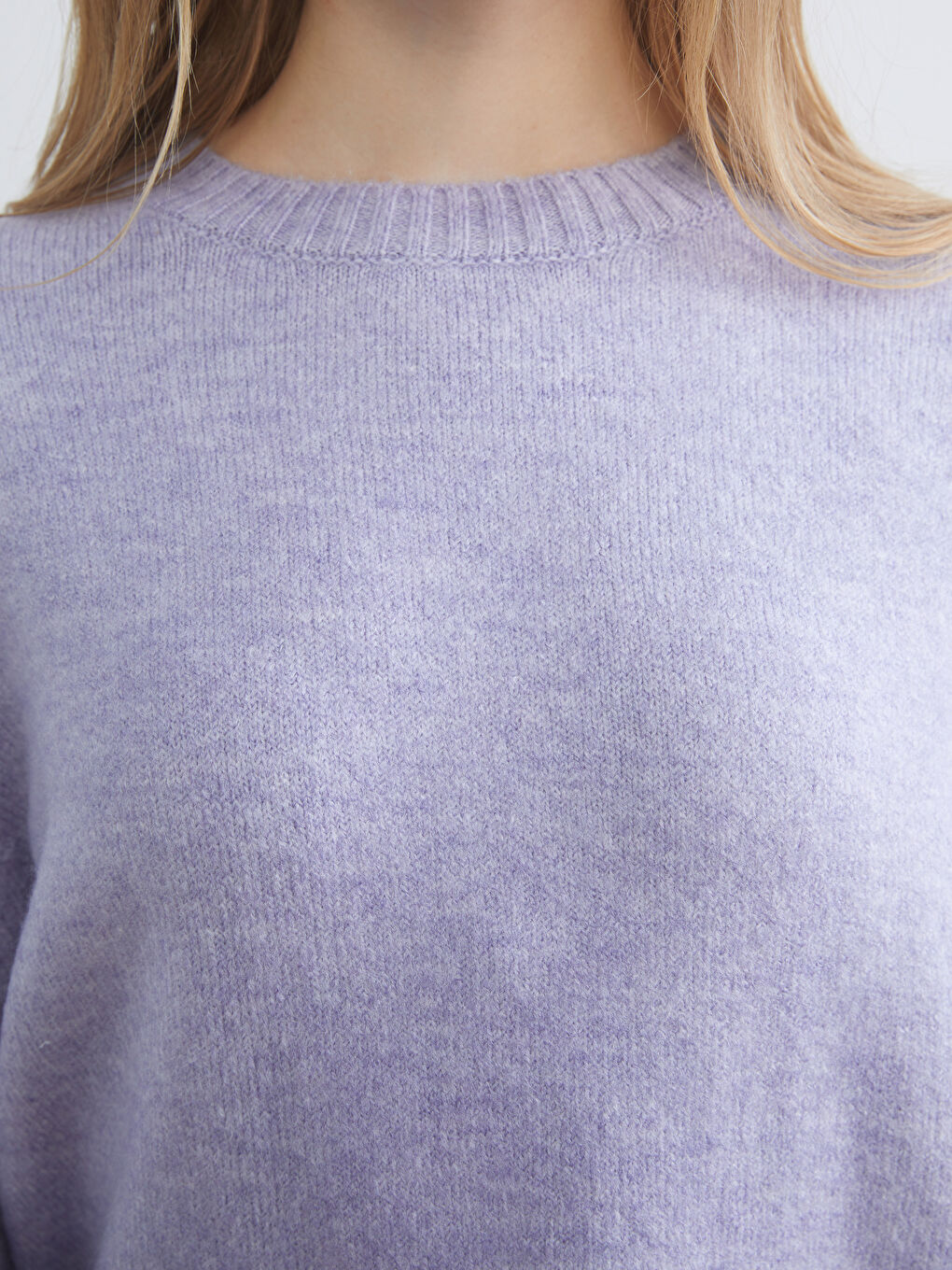 Lila Bisiklet Yaka Oversize Kadın Triko Kazak-2