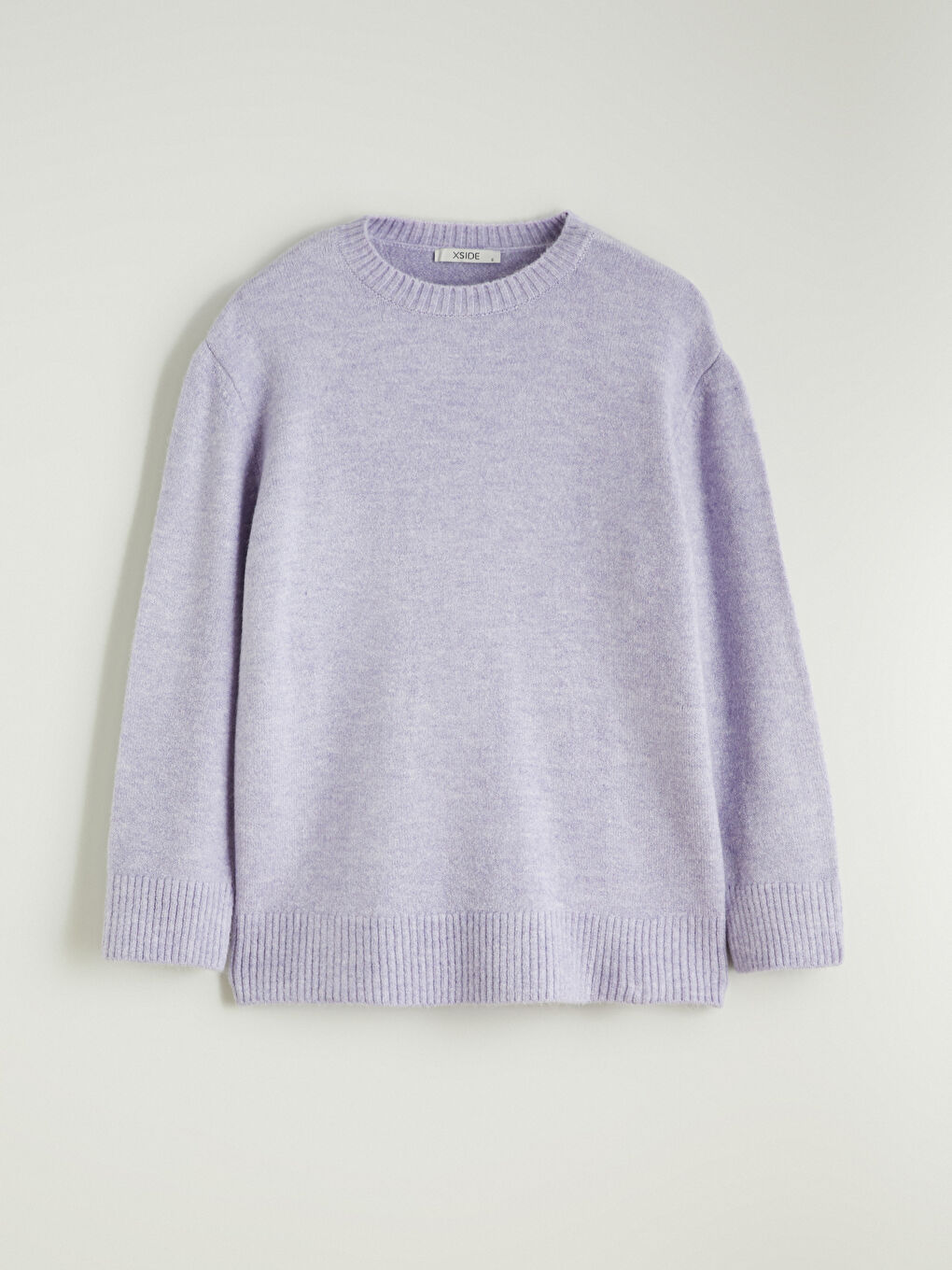 Lila Bisiklet Yaka Oversize Kadın Triko Kazak-4