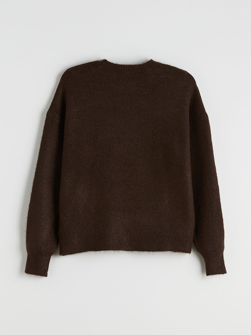 Kahverengi Köpek Desenli Oversize Kadın Triko Kazak-5