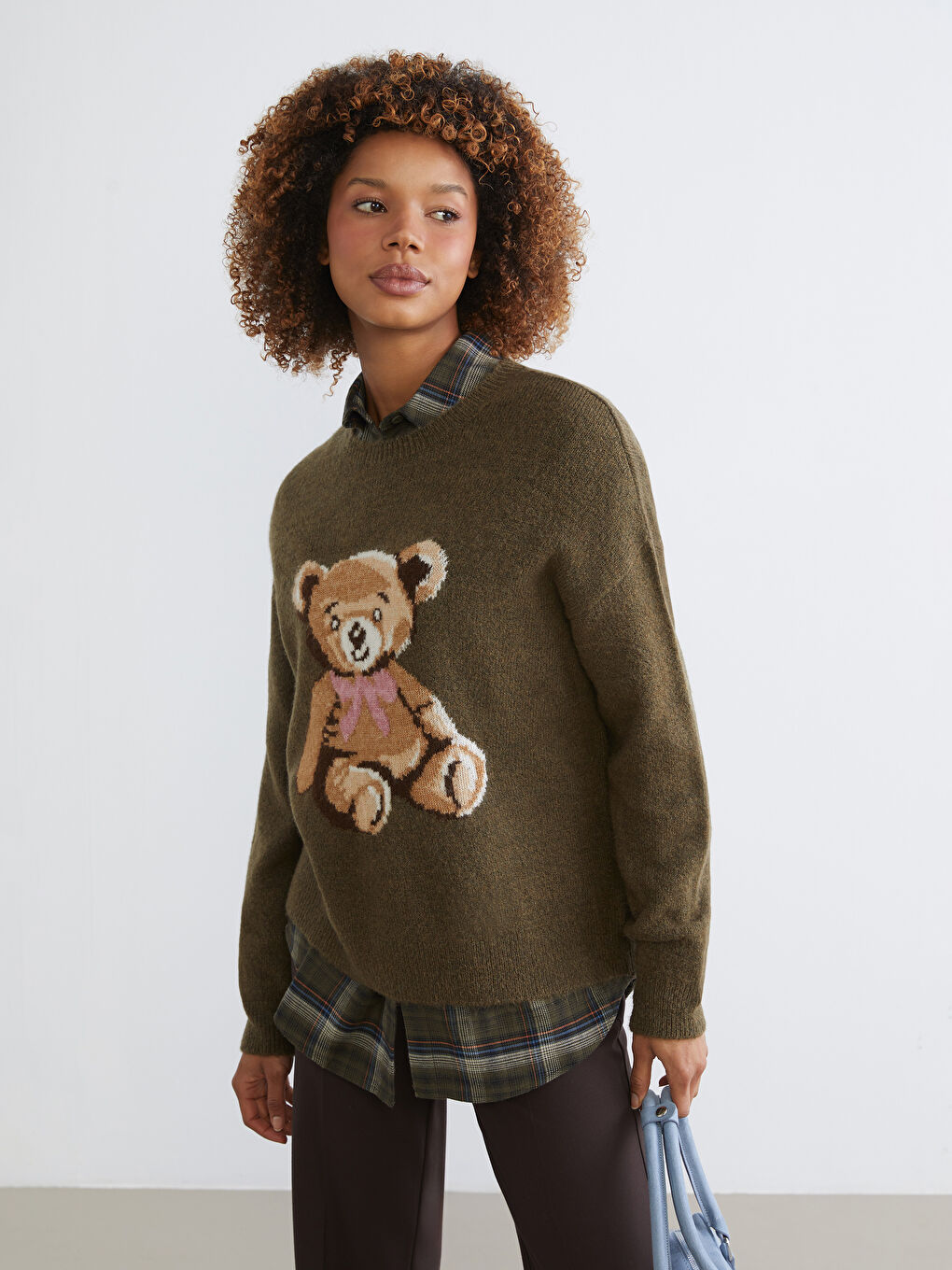 Bear Pattern Oversize Women's Knitwear Sweater