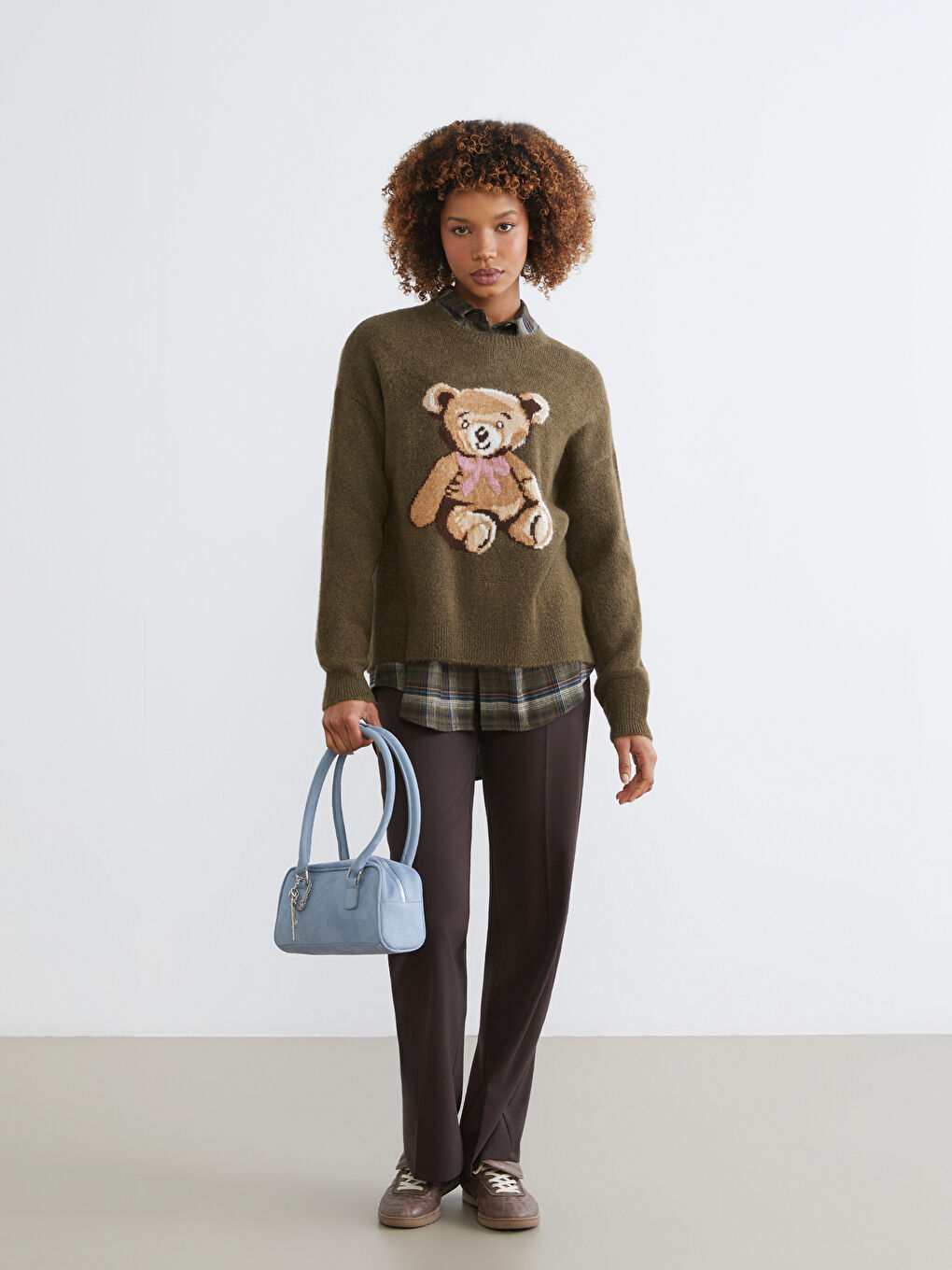 Bear Pattern Oversize Women's Knitwear Sweater-1