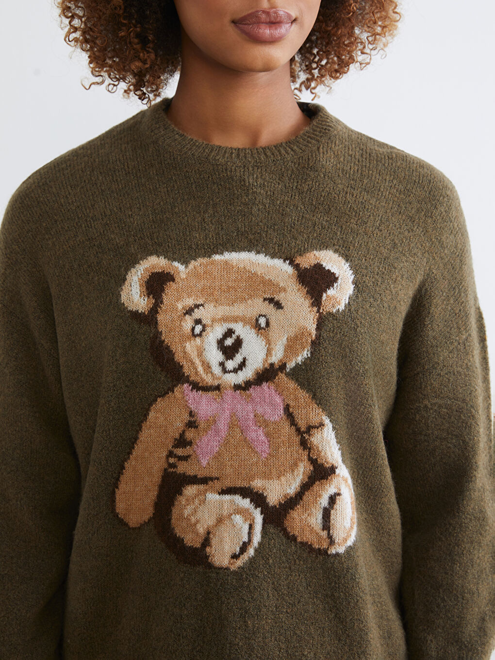 Bear Pattern Oversize Women's Knitwear Sweater-2