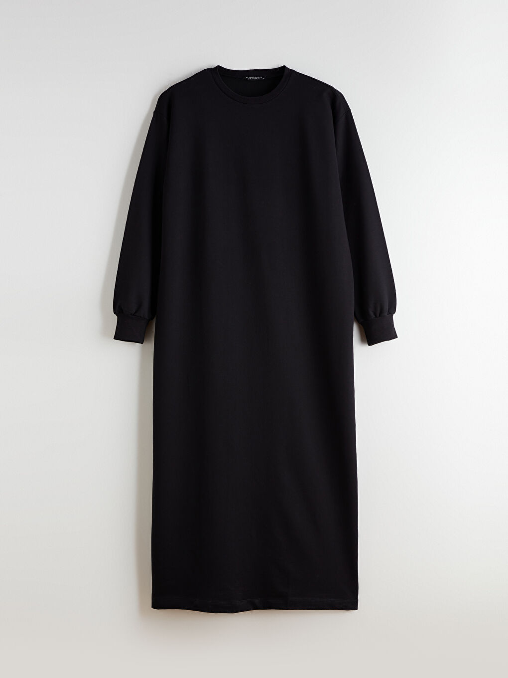 Siyah Bisiklet Yaka Sweat Elbise-4