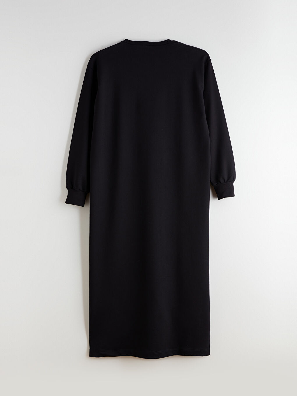 Siyah Bisiklet Yaka Sweat Elbise-5