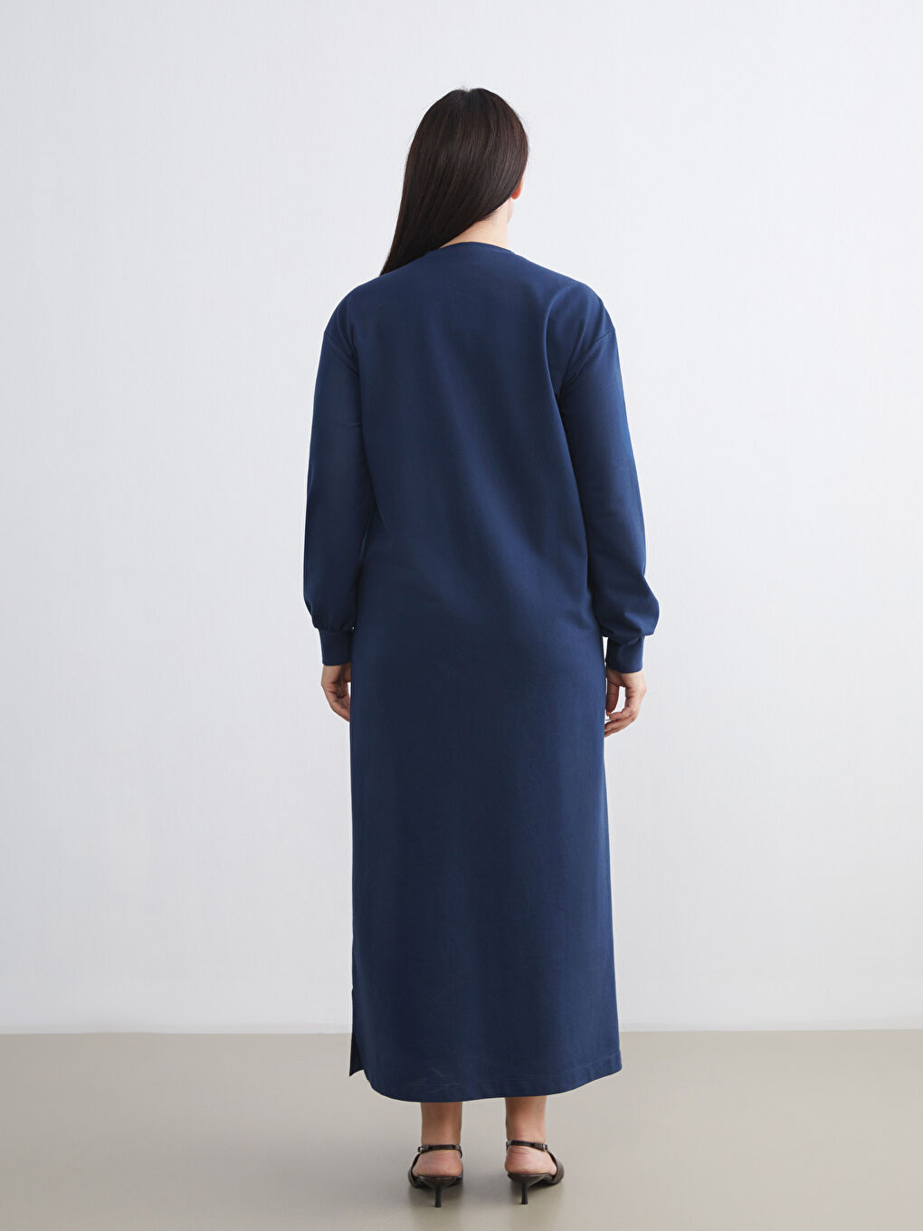 Lacivert Bisiklet Yaka Sweat Elbise-3