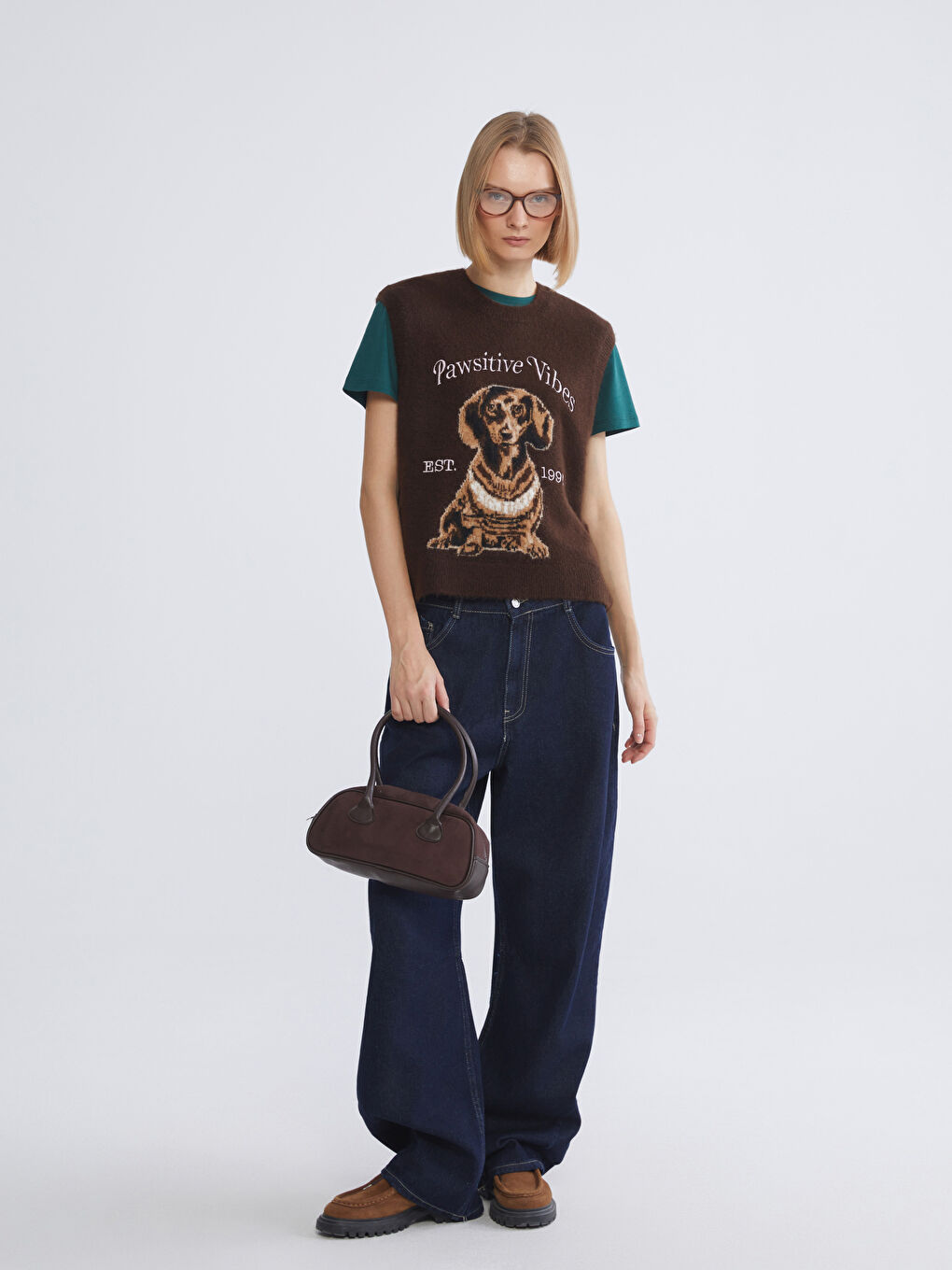 Woman BROWN Sweater Vest-1