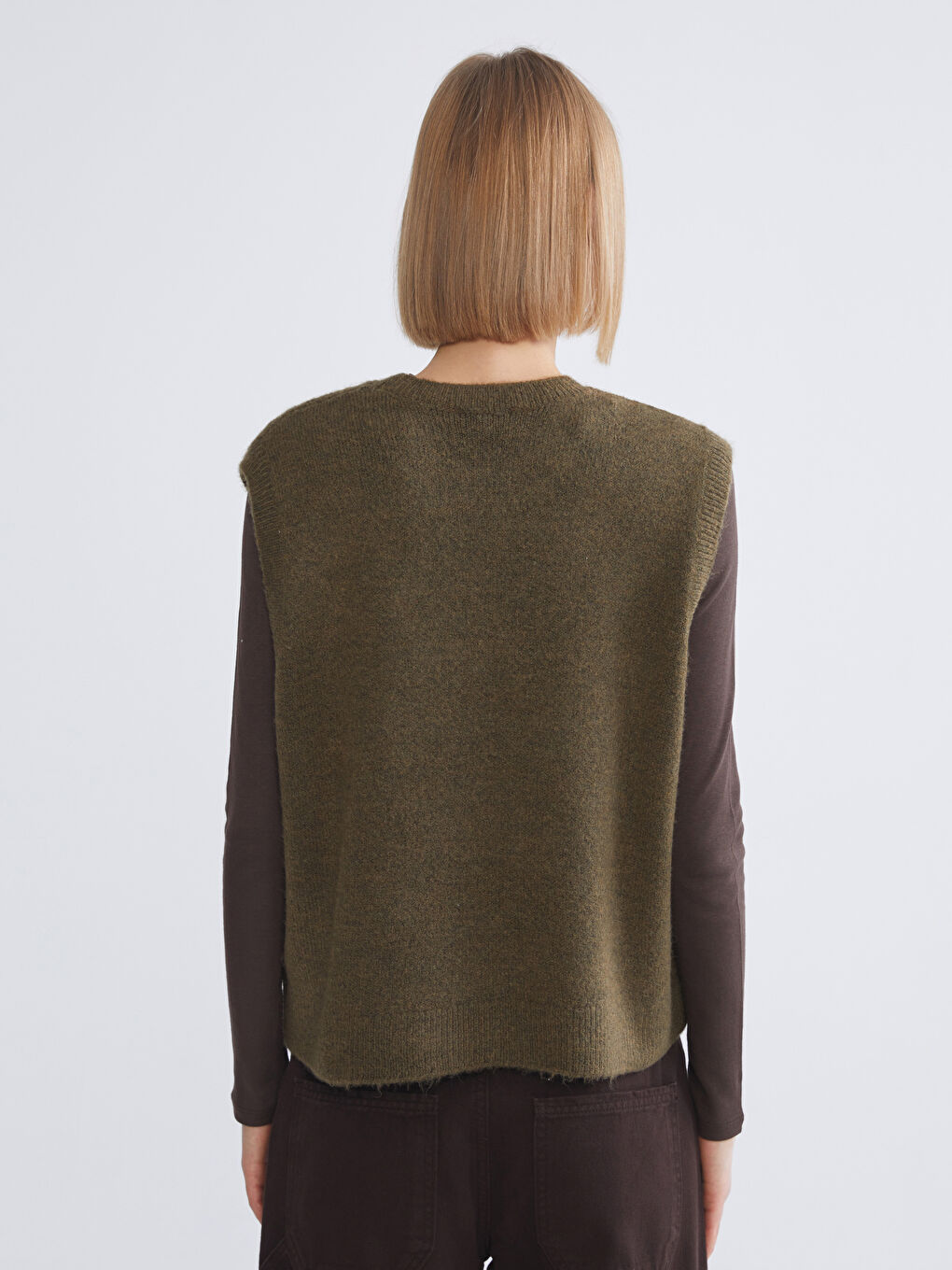 Woman KHAKI Sweater Vest-3