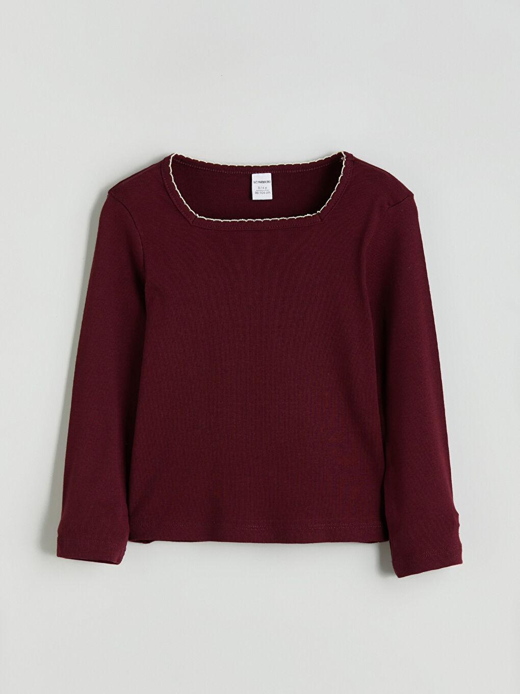 Bordo Bisiklet Yaka Kız Çocuk Bluz