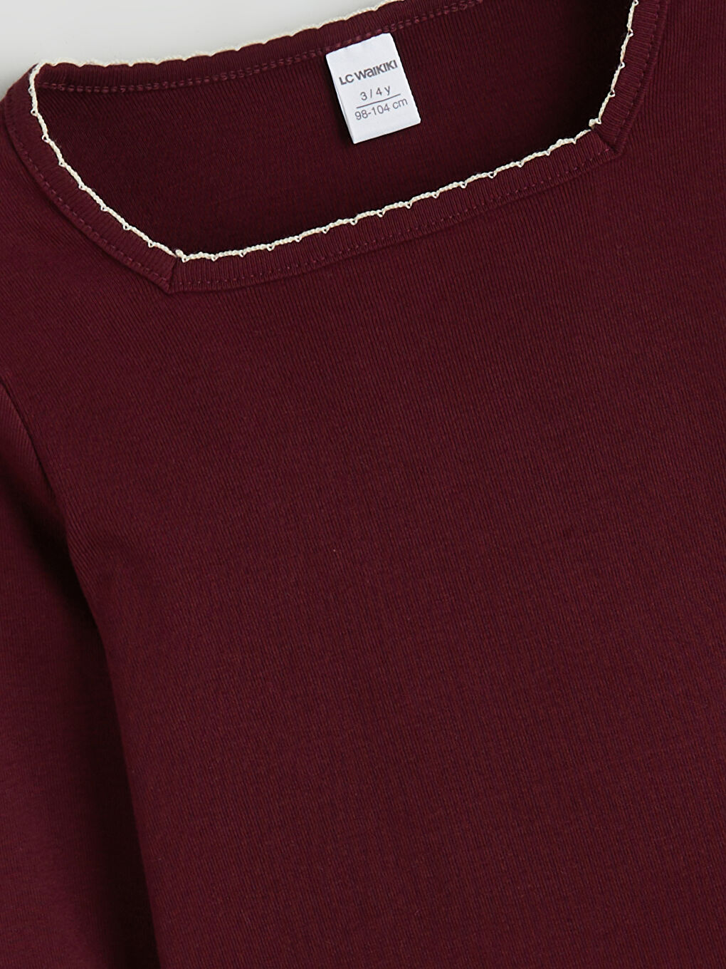 Bordo Bisiklet Yaka Kız Çocuk Bluz-1