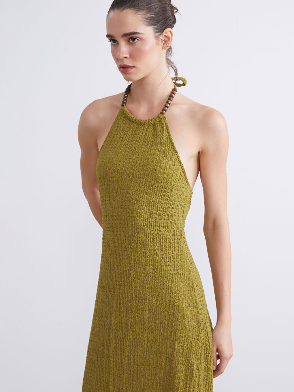 Halter Neck Textured Dress-1