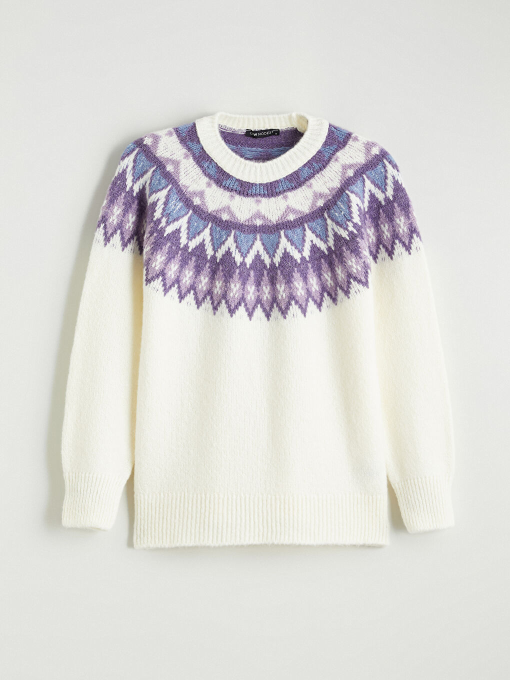 Karışık Bisiklet Yaka Desenli Kadın Triko Kazak-4