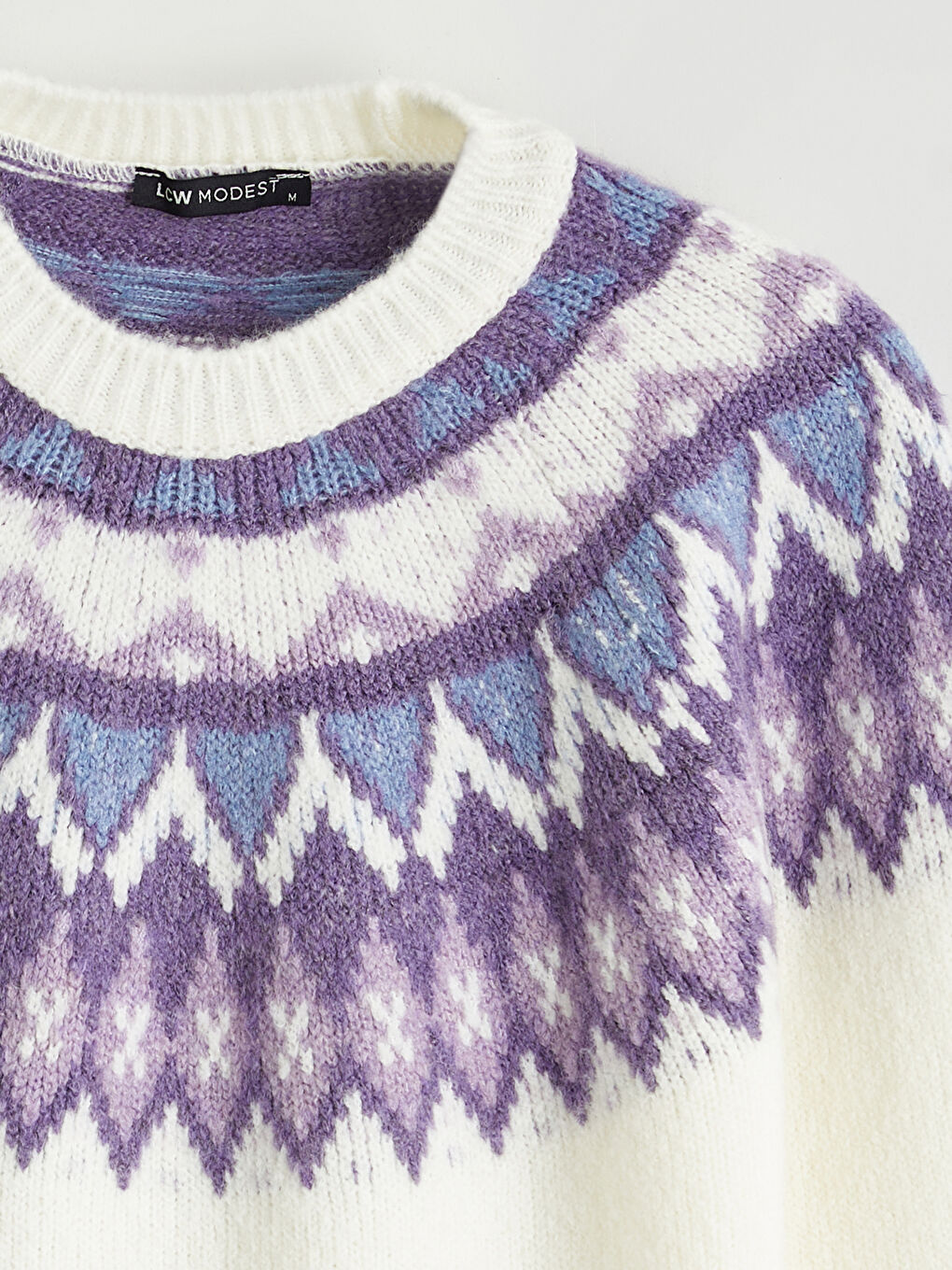 Karışık Bisiklet Yaka Desenli Kadın Triko Kazak-5