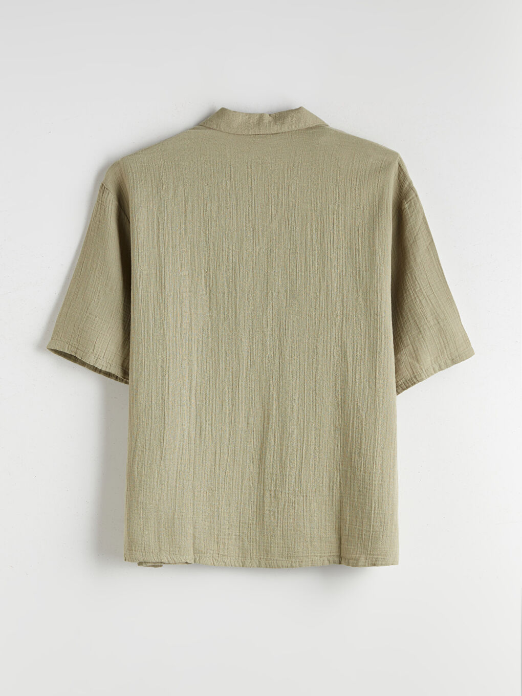 Large Size Men's Short Sleeve Muslin Resort Collar Shirt-5