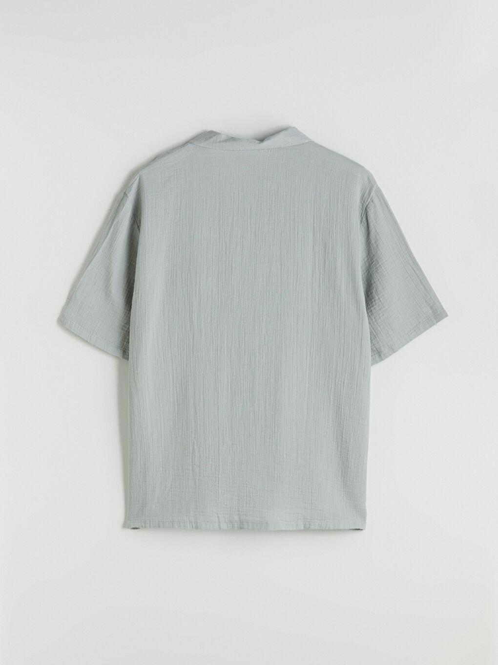 Yeşil Büyük Beden Resort Yaka Kısa Kollu Müslin Erkek Gömlek-9