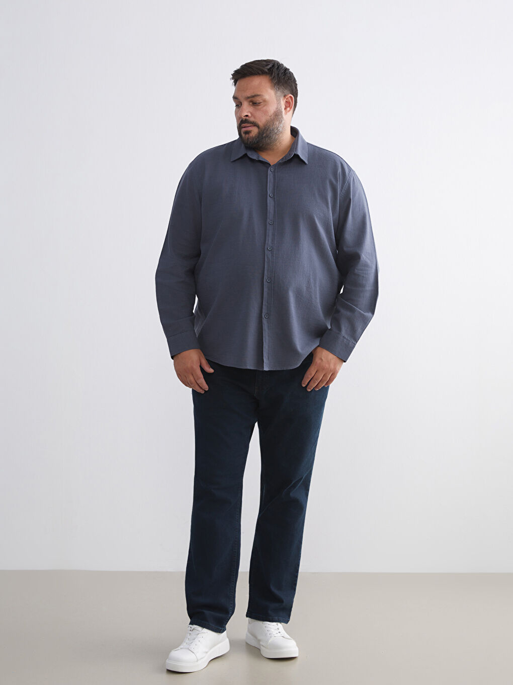 Regular Fit Long Sleeve Linen-Look Men's Shirt-1