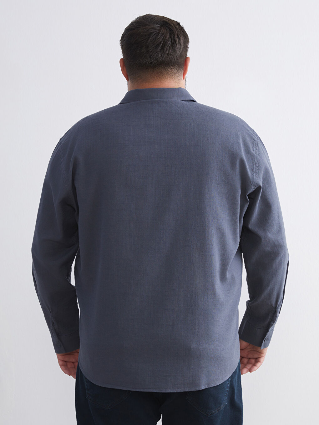 Regular Fit Long Sleeve Linen-Look Men's Shirt-3