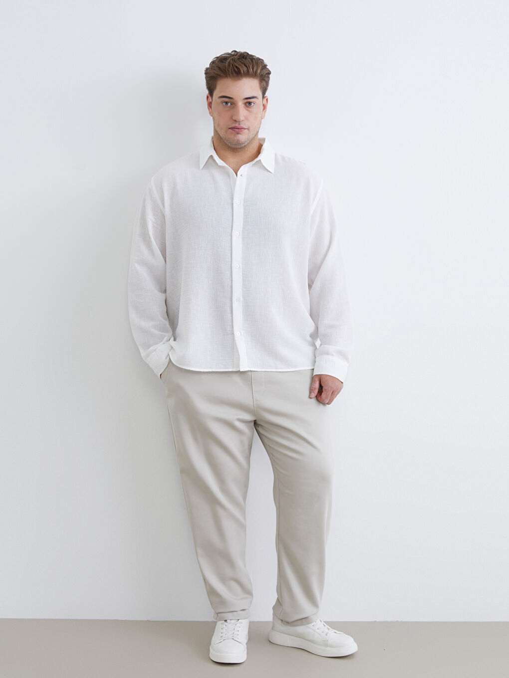 Plus Size Basic Men's Shirt-5