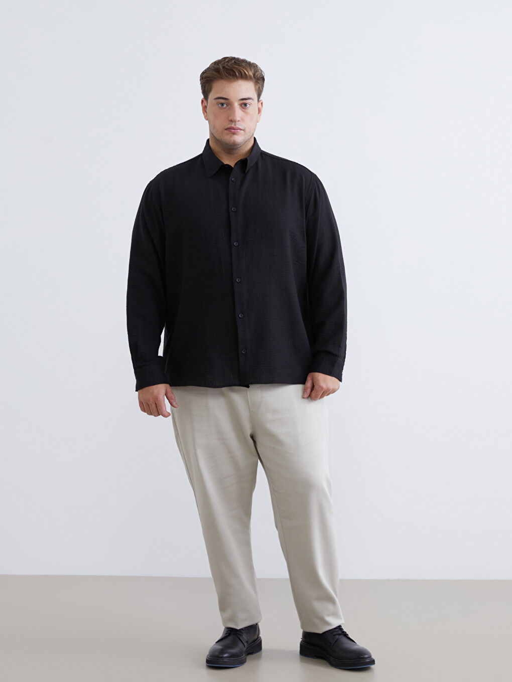 Plus Size Basic Men's Shirt-5