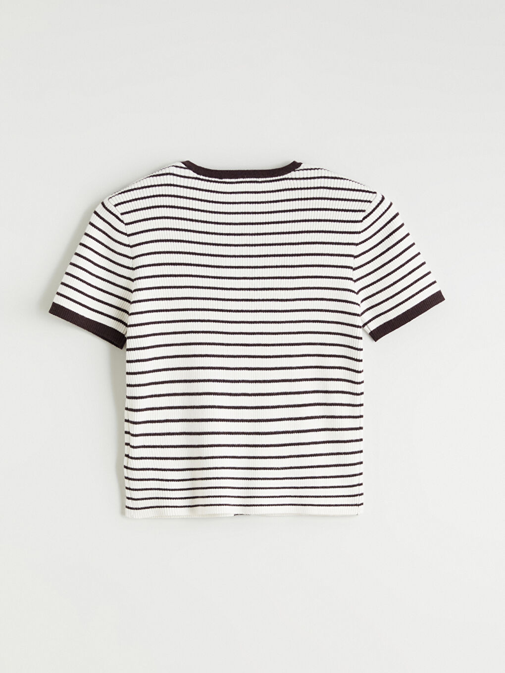 سترة تريكو مخططة نساء بكول مدور-5