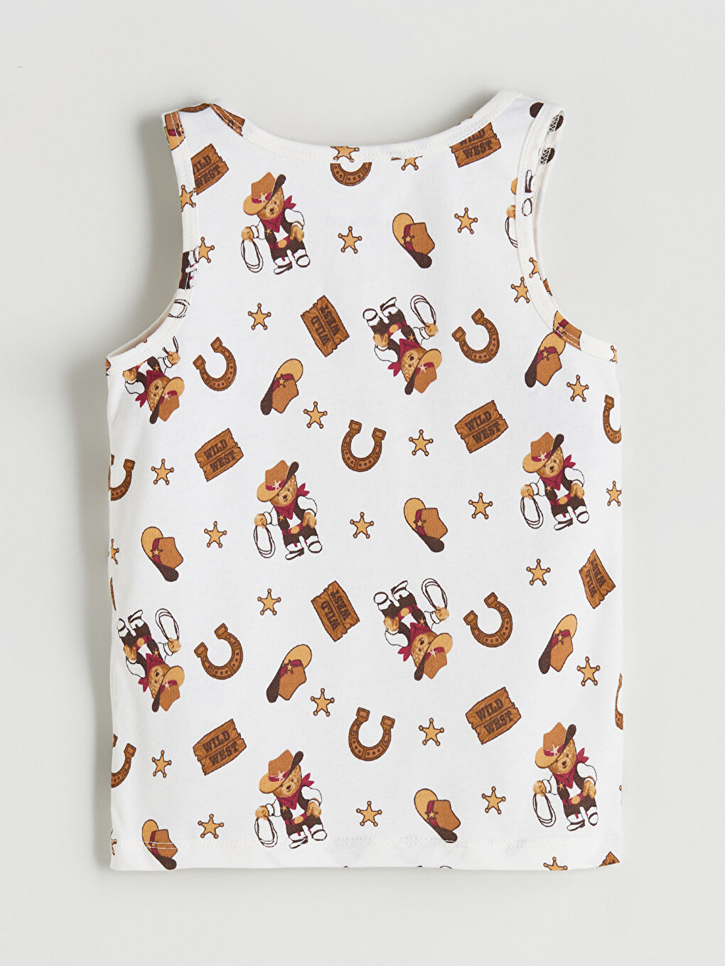 Ekru Kovboy Ayıcık Baskılı Erkek Çocuk Atlet-1