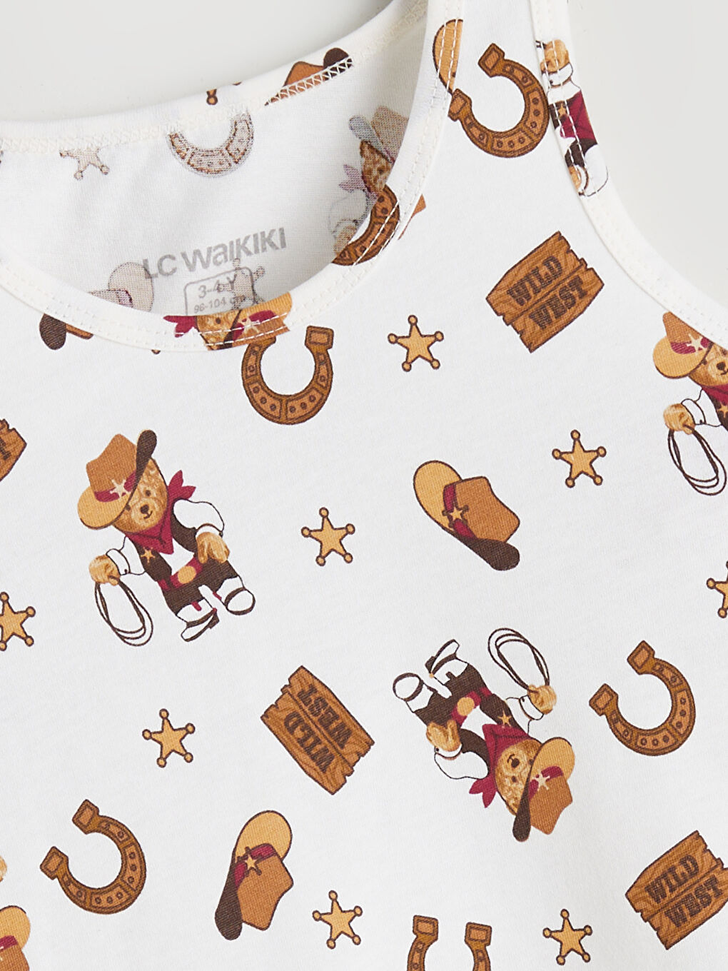 Ekru Kovboy Ayıcık Baskılı Erkek Çocuk Atlet-2