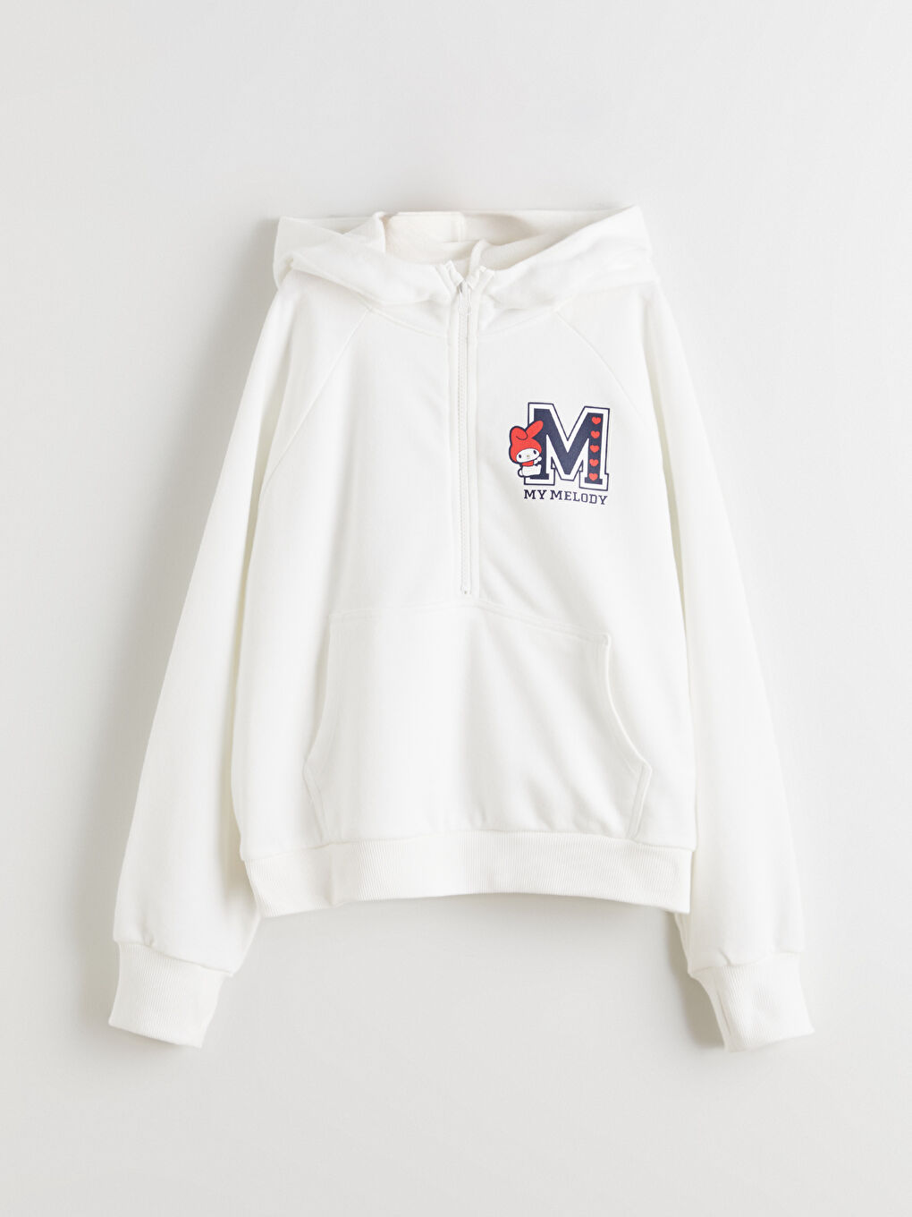Ekru Kapüşonlu My Melody Baskılı Kız Çocuk Sweatshirt