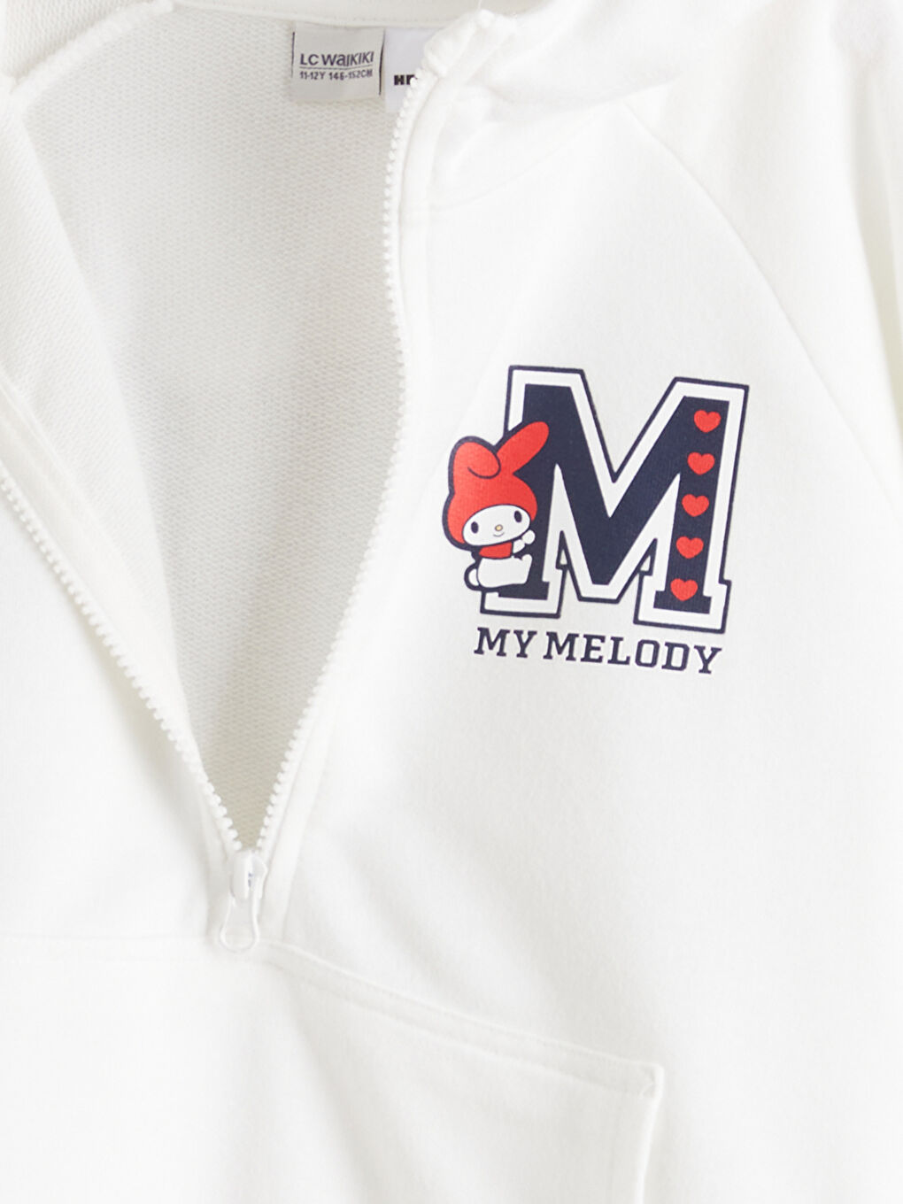 Ekru Kapüşonlu My Melody Baskılı Kız Çocuk Sweatshirt-1