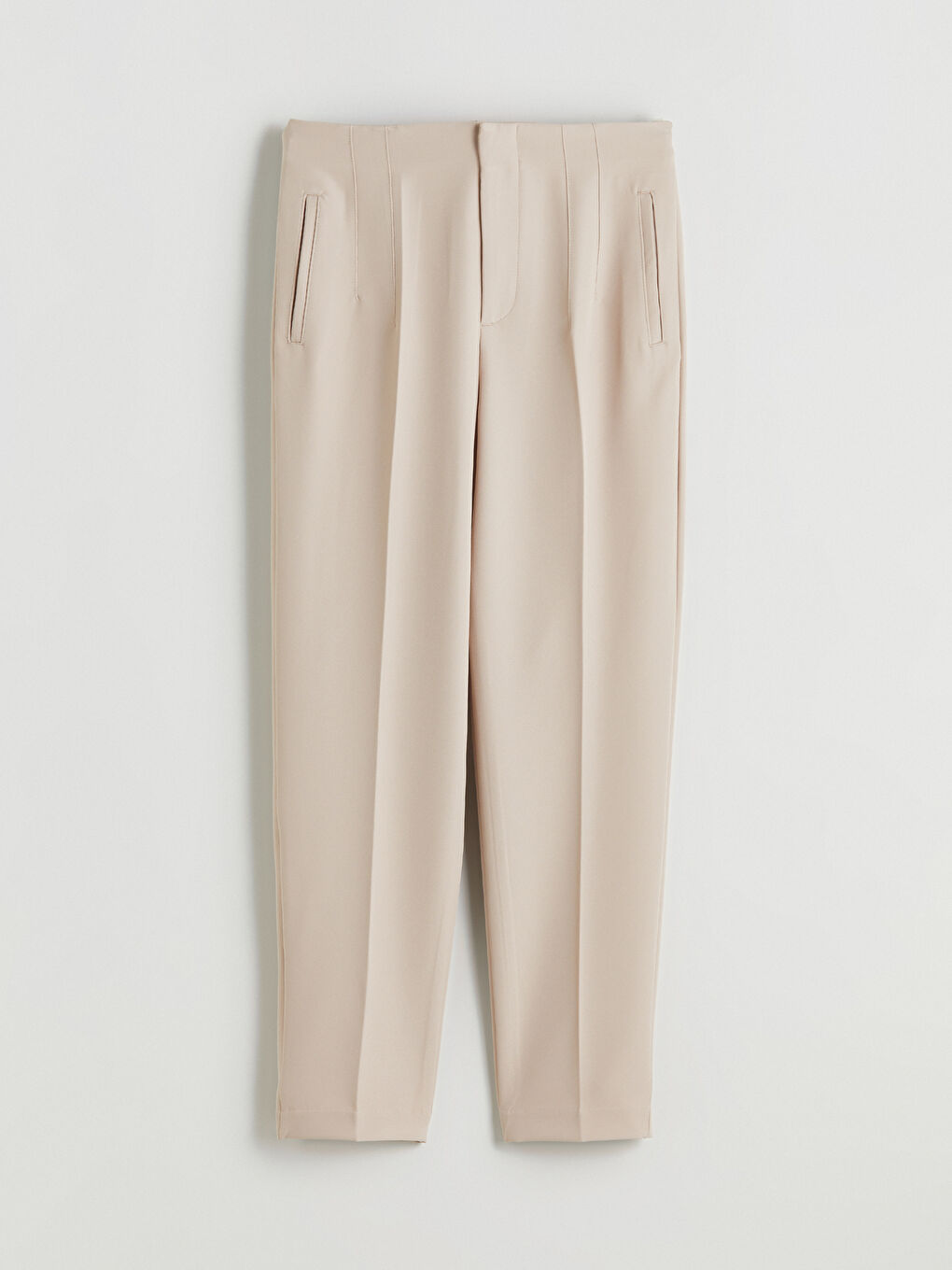 Bej Dar Fit Pileli Kadın Pantolon-4