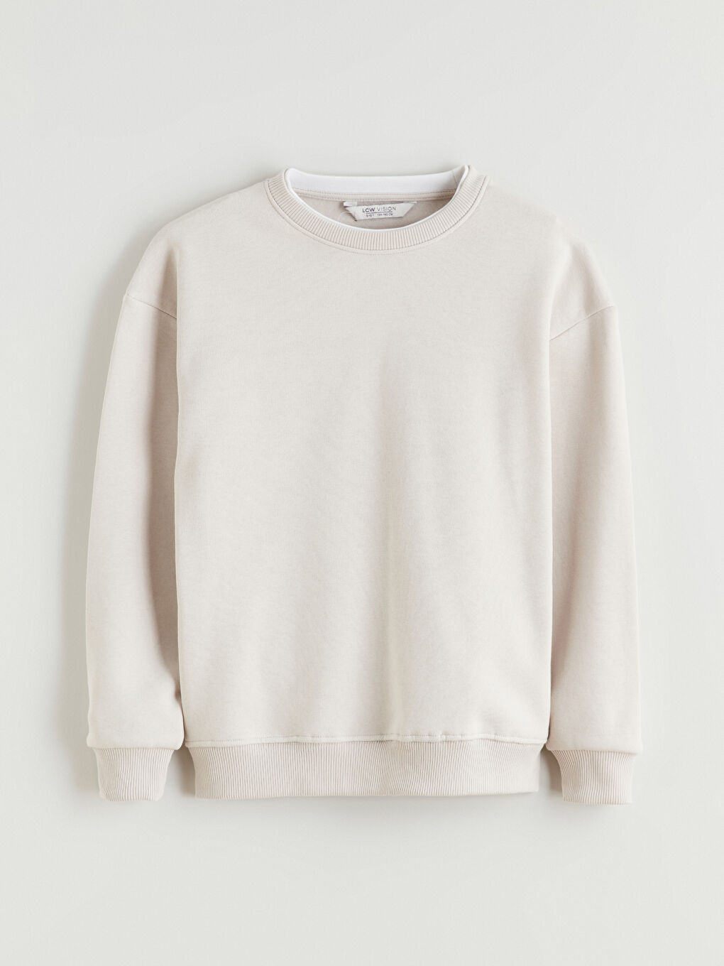 Bej Bisiklet Yaka Erkek Çocuk Sweatshirt